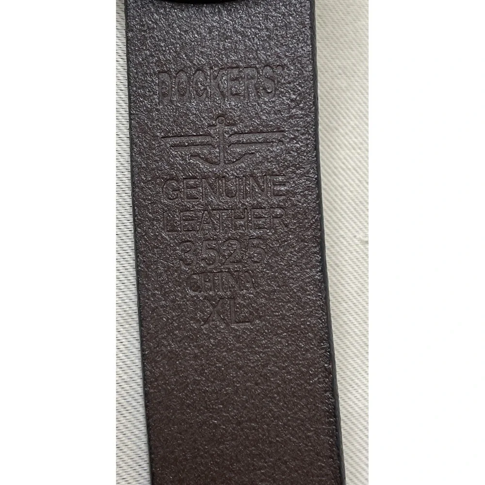 Dockers Mens XL Genuine Leather‎ Belt Brown Whipstitch Grommet